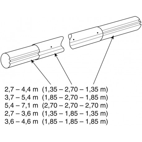 Teleskop. navíjecí tyč - délka: 5,4–7,1 m (eloxovaný hliník)